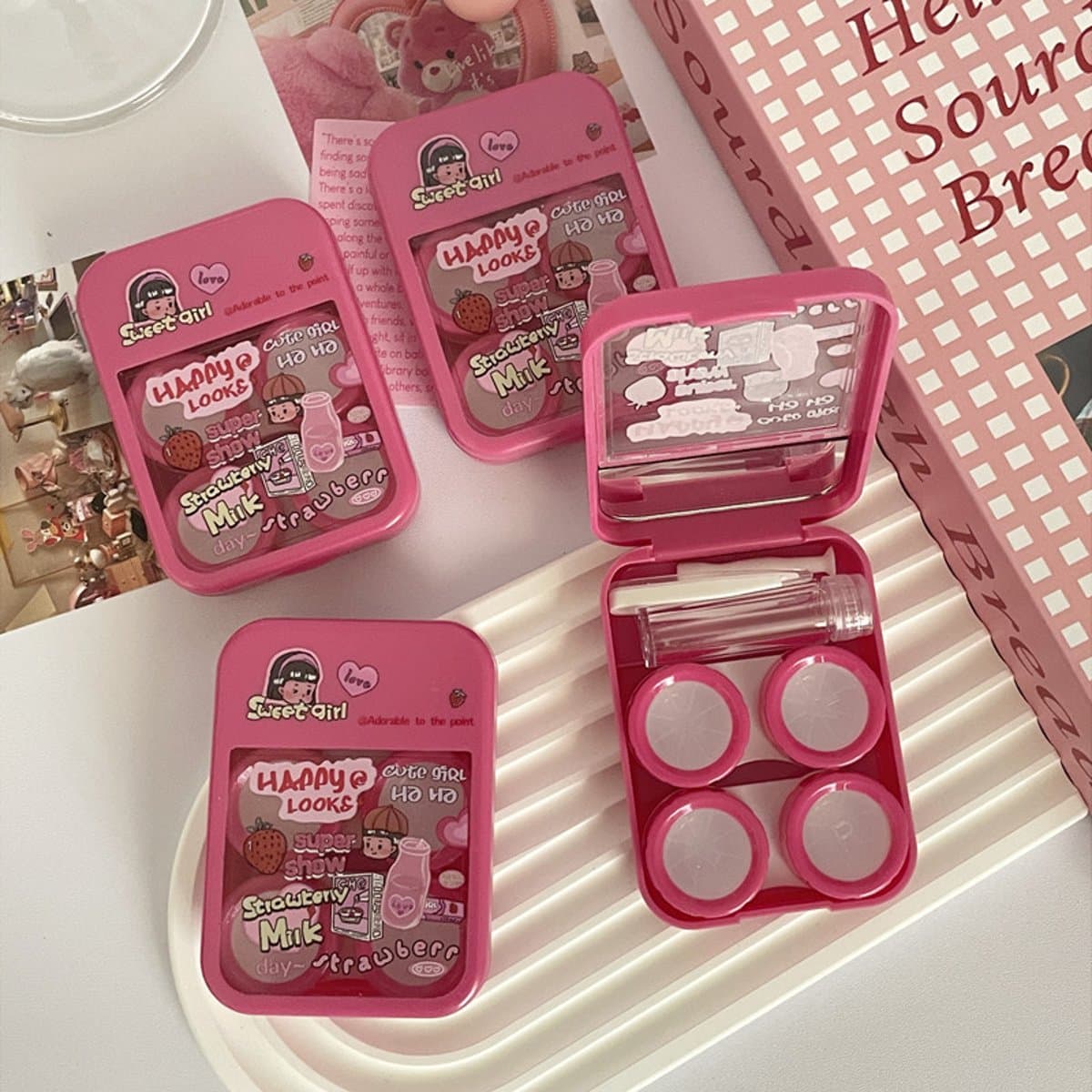 Estuche para lentes con espejo y corazón miniatura 4