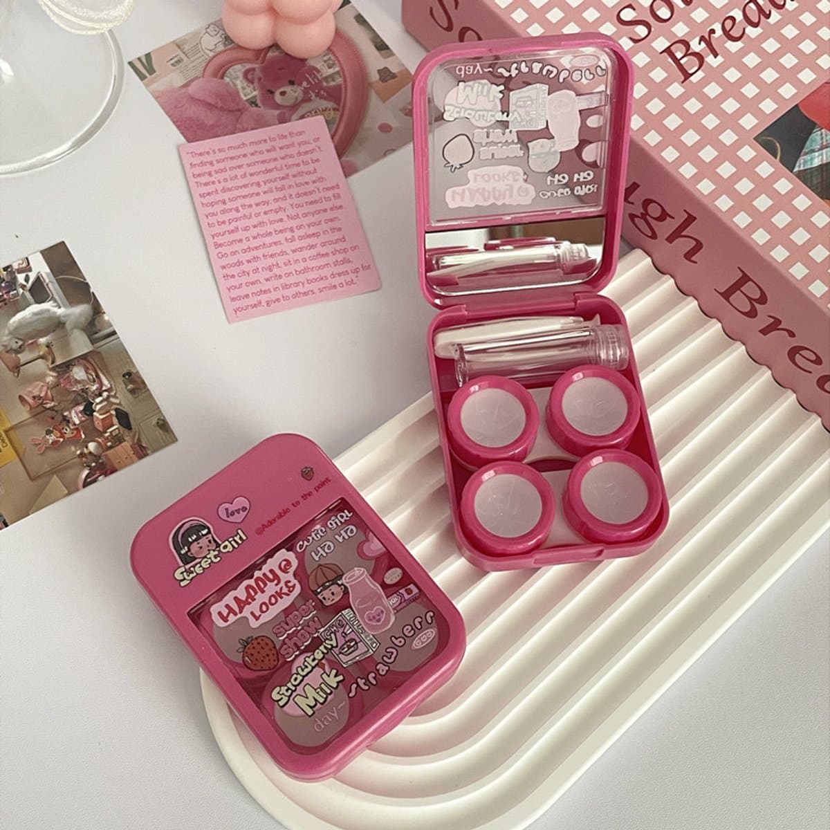 Estuche para lentes con espejo y corazón
