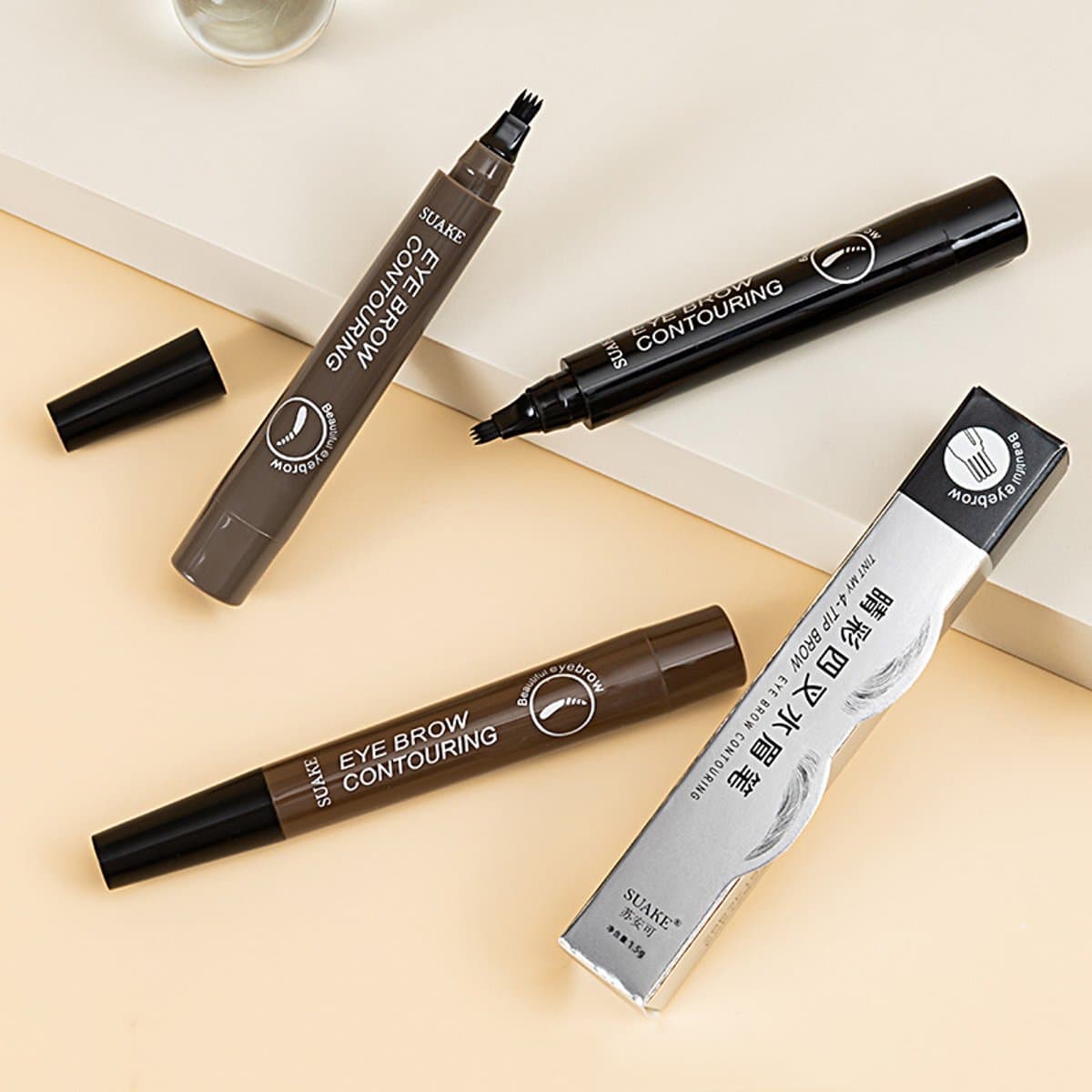 Lápiz de cejas de cuatro puntas, líquido, resistente al maquillaje miniatura 2