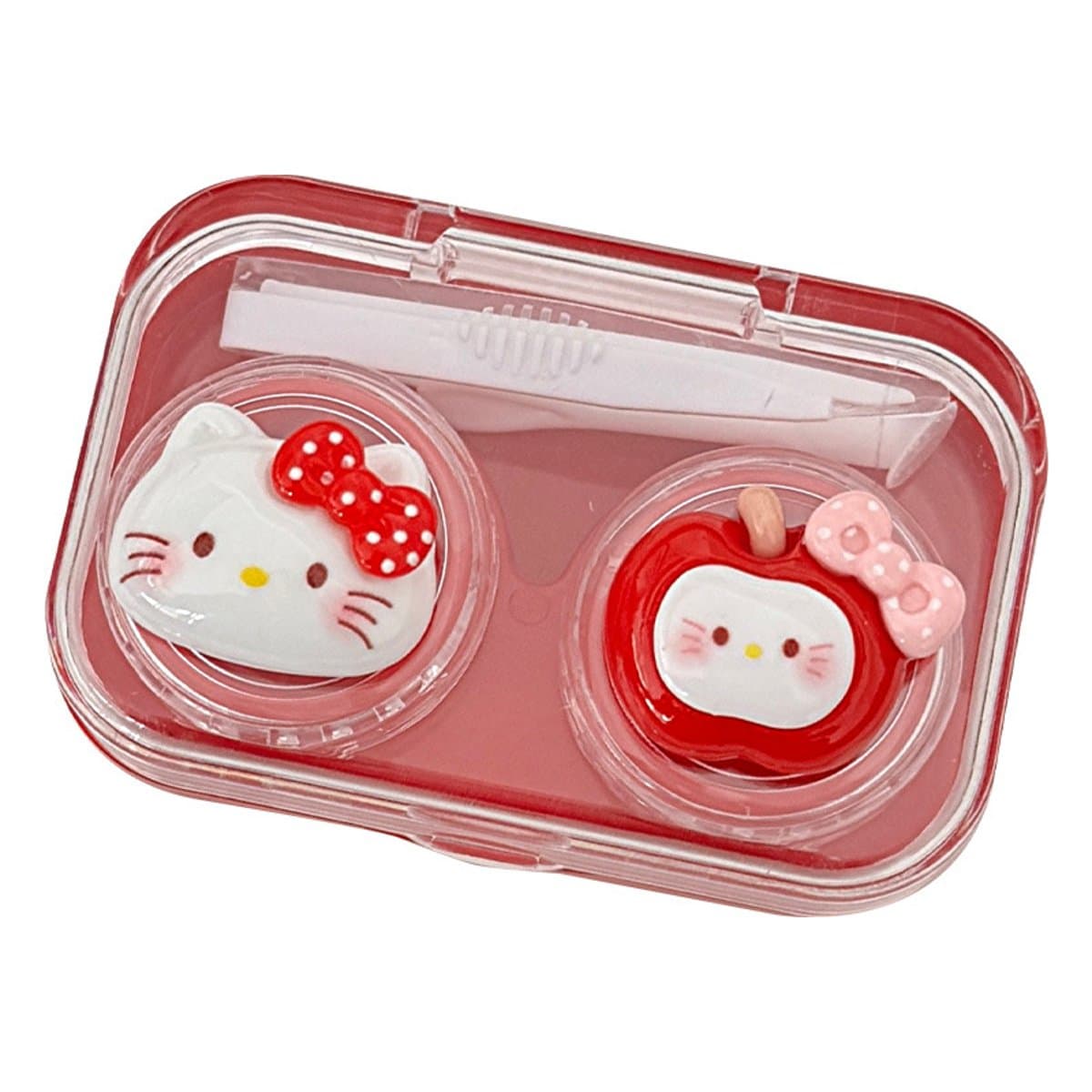 **Caja de lentes de contacto serie de manzana y gatito lindo** miniatura 4